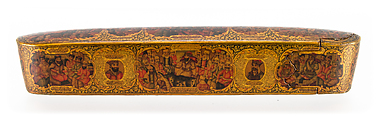 Lacquer Pen Box with Royal Audience Scenes, Papier-mache; painted and lacquered